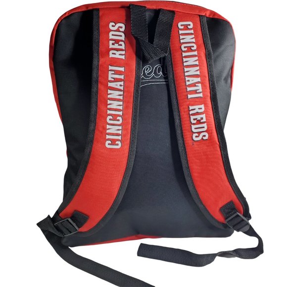 MLB Cincinnati Reds Heads Backpack 17.5 inch Tall in Red & Black Zippered Bag - Picture 4 of 9